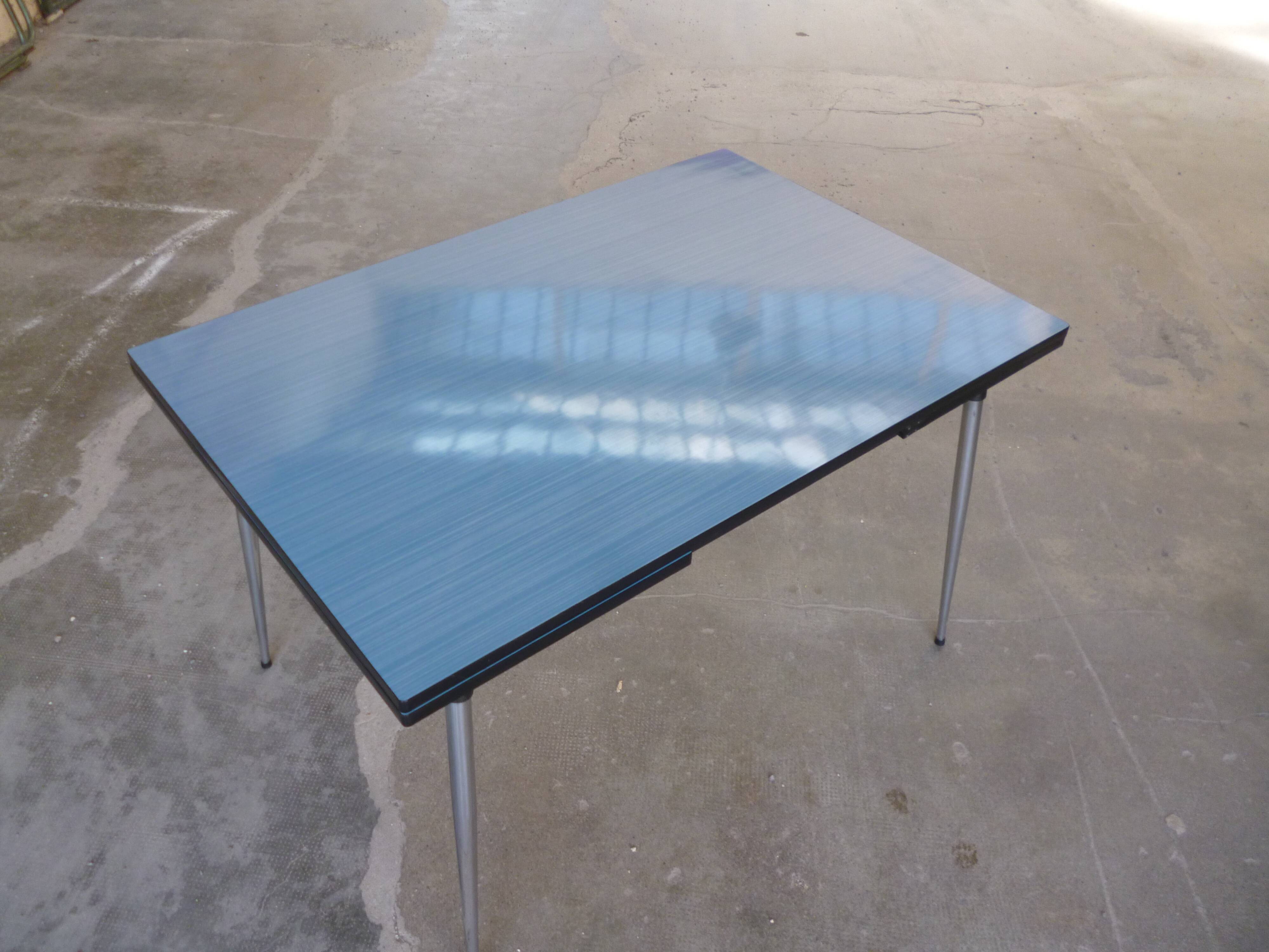 Blue formica table