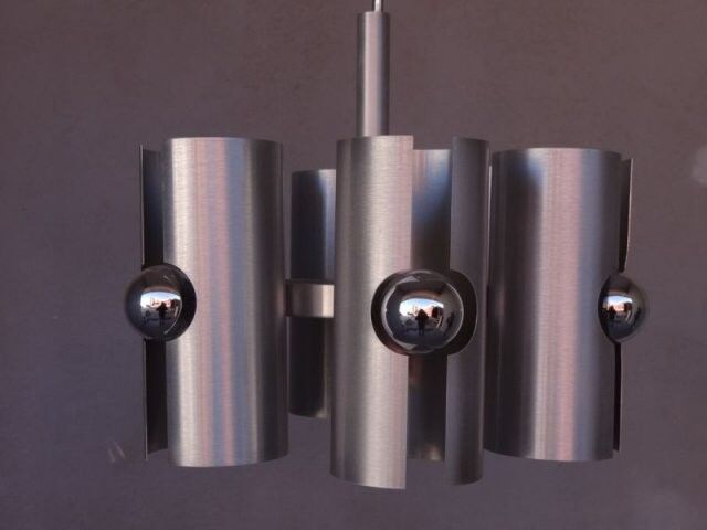 Chandelier 1970 brushed aluminum design