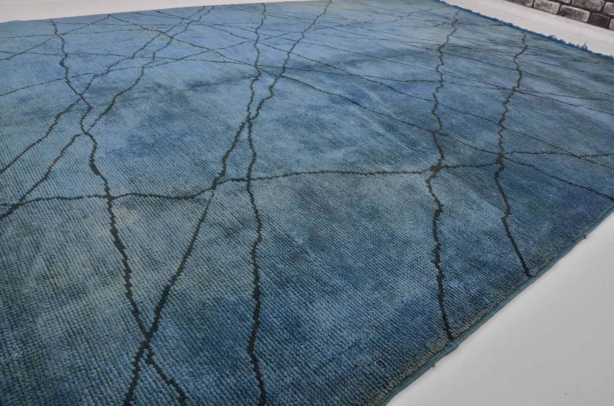 Turqouise Vintage Handmade Hemp Rug sku 3001