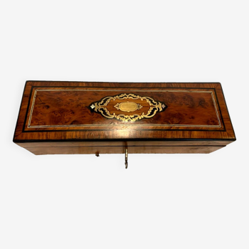 Glove box in cedar burl napoleon iii boulle marquetry 19th century