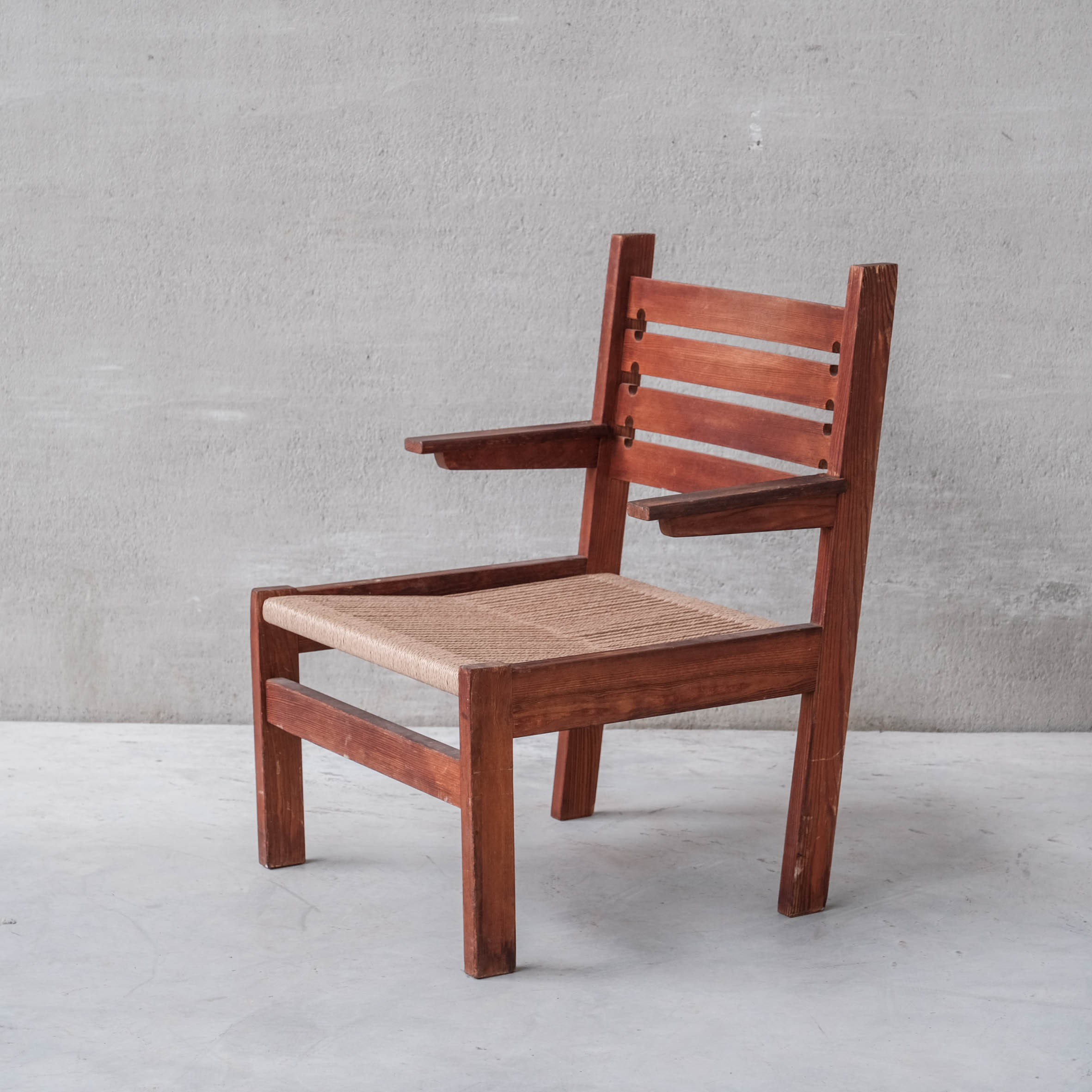 Pair of French Mid-century Cord Armchairs