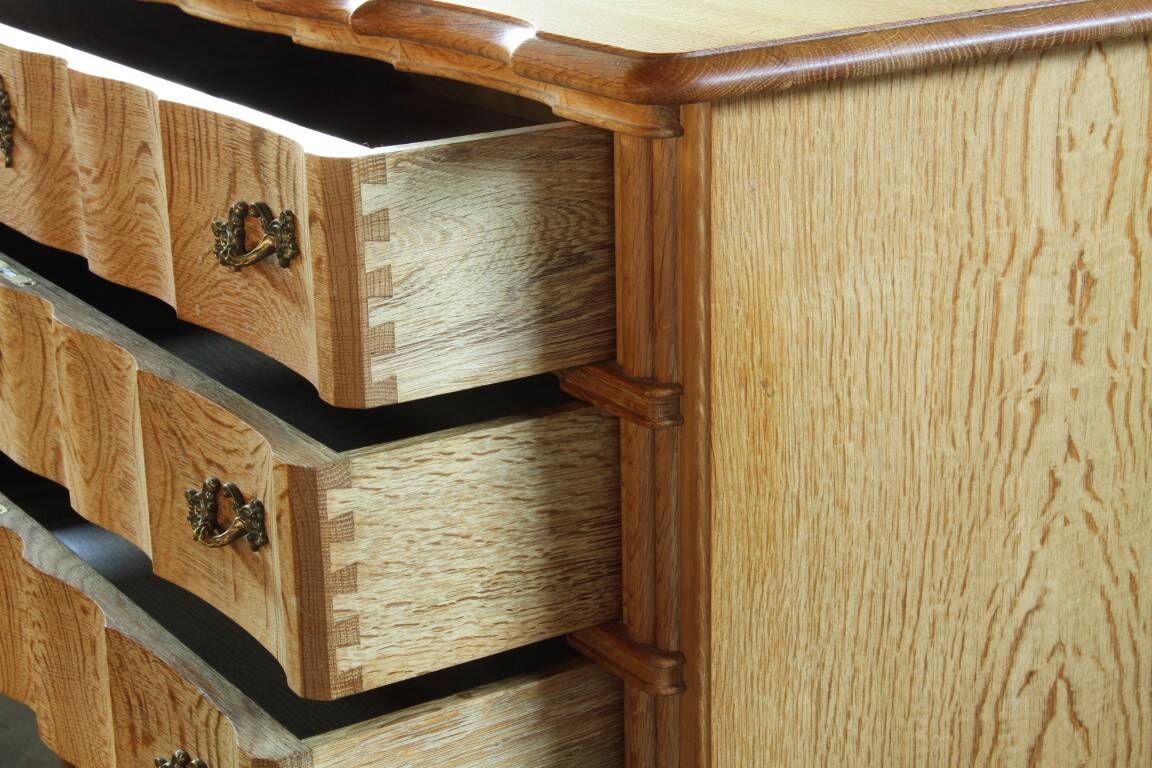 Vintage Mid-century Baroque Style Danish High Boy Brutalist Dresser 1960s