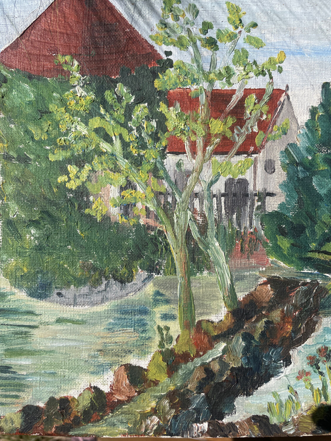Old landscape painting oil on canvas