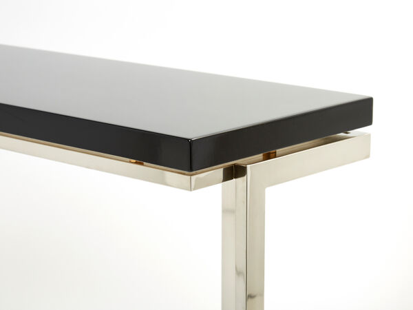 Console laquée noire et chrome Guy Lefevre pour Maison Jansen 1970