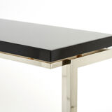 Black lacquered console and chrome Guy Lefevre for Maison Jansen 1970