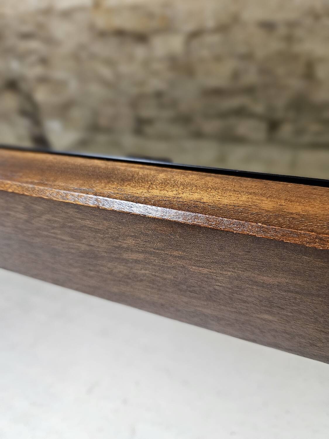 Teak coffee table with smoked glass 1970"