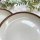 6 Small vintage beige brown earthenware plates