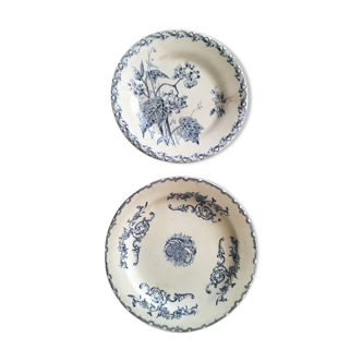 Two flat plates of iron earth mismatched in blue
