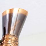 Vintage copper and teak vase