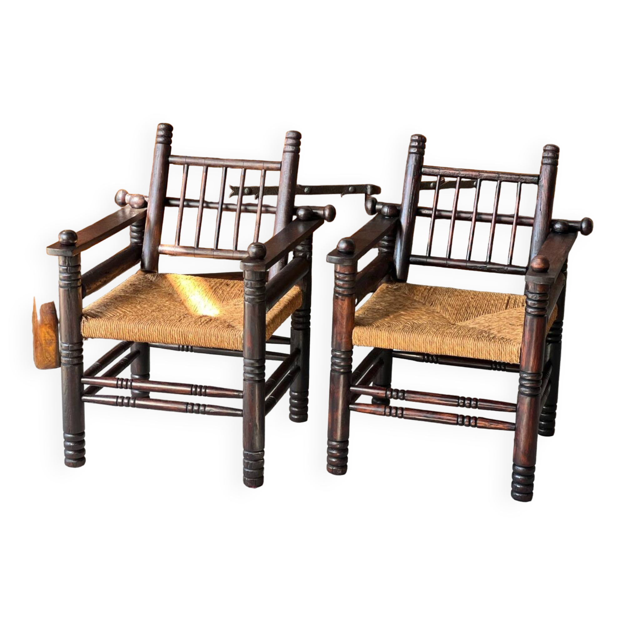 Pair of Charles Dudouyt Art Deco style armchairs 1940