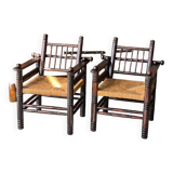 Pair of Charles Dudouyt Art Deco style armchairs 1940