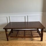 Vintage brown bamboo living room coffee table
