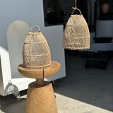 Rattan pendant lamp in the shape of bell D25 H28
