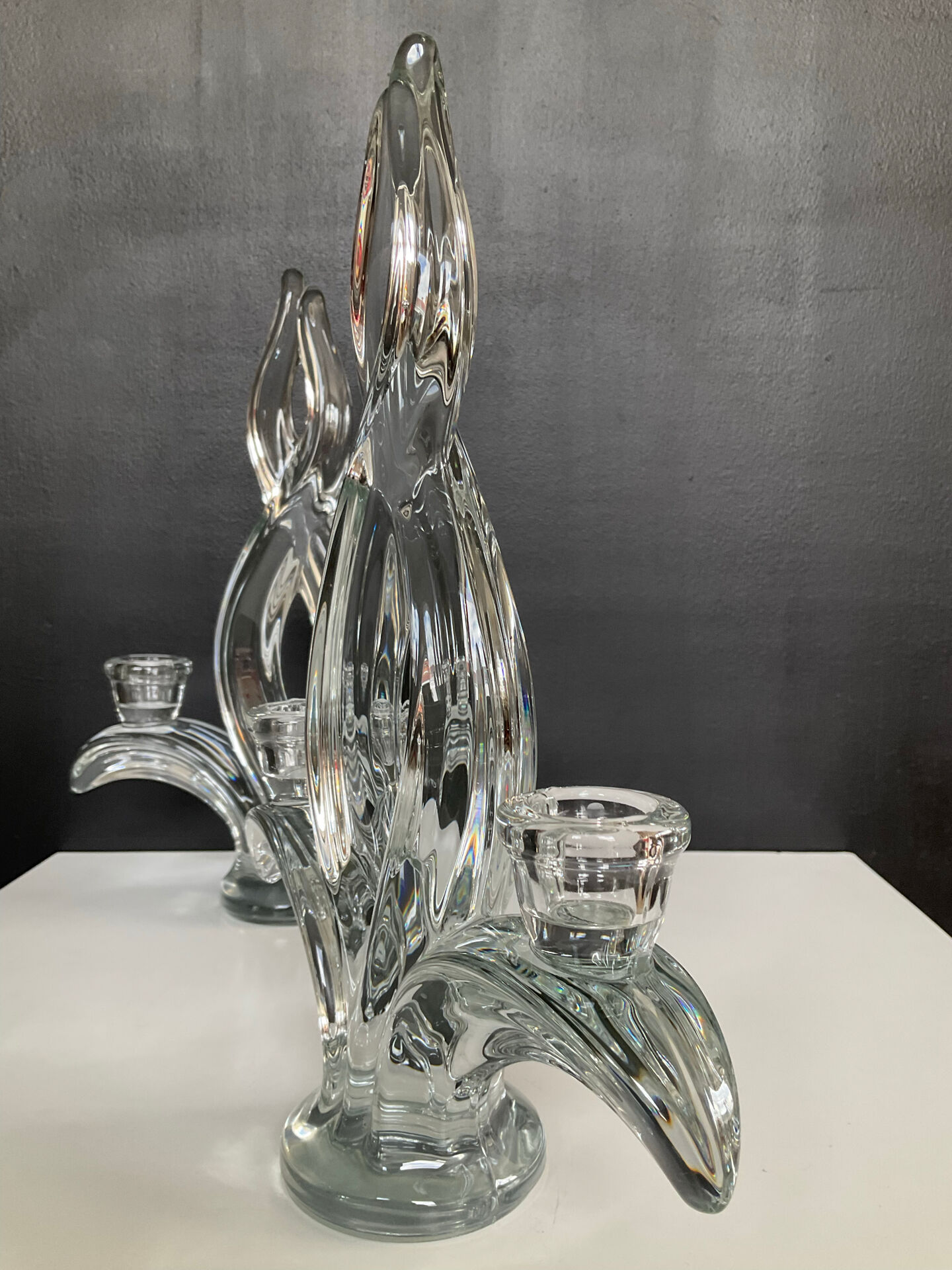 Pair of vintage crystal candlesticks from Vannes