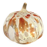 Lampe citrouille en verre mosaïque orange et blanche