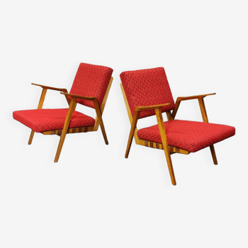 Paire de fauteuils rouge par Uluv , ex Tchécoslovaquie 1960