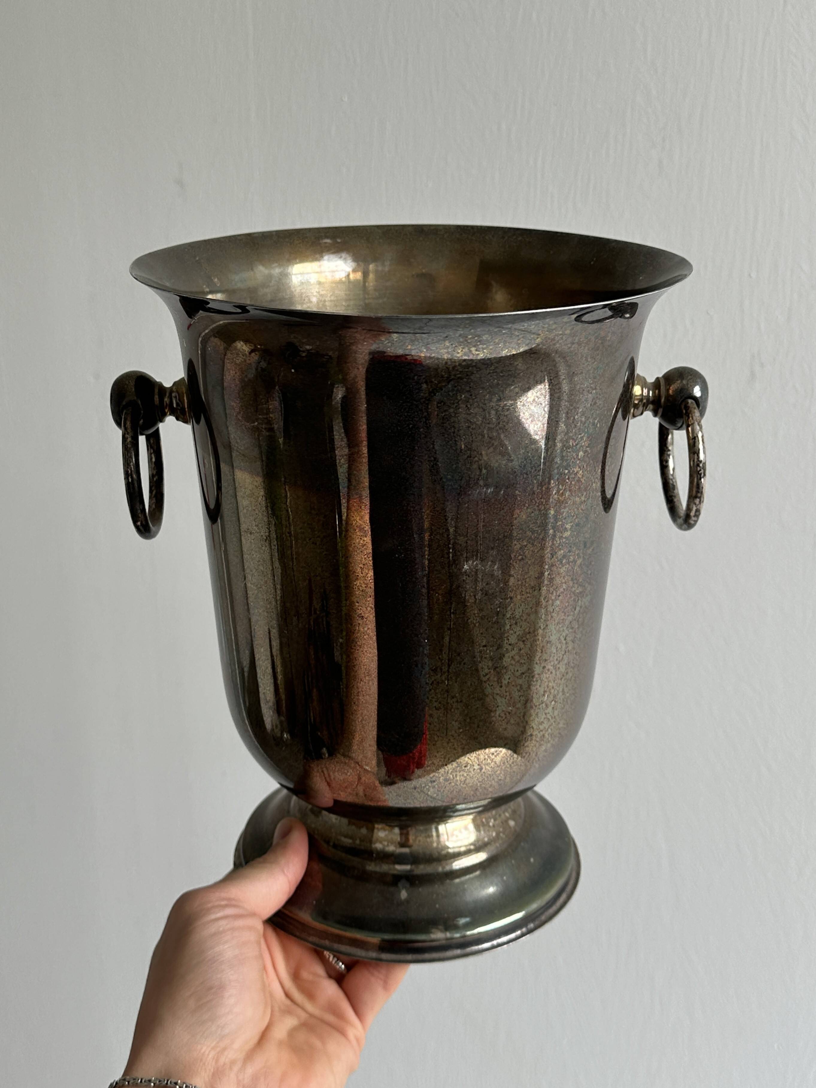 Antique patinated, hallmarked champagne bucket