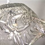 Portuguese farmhouse mid century clear floral glass hanging lamp, 1960s