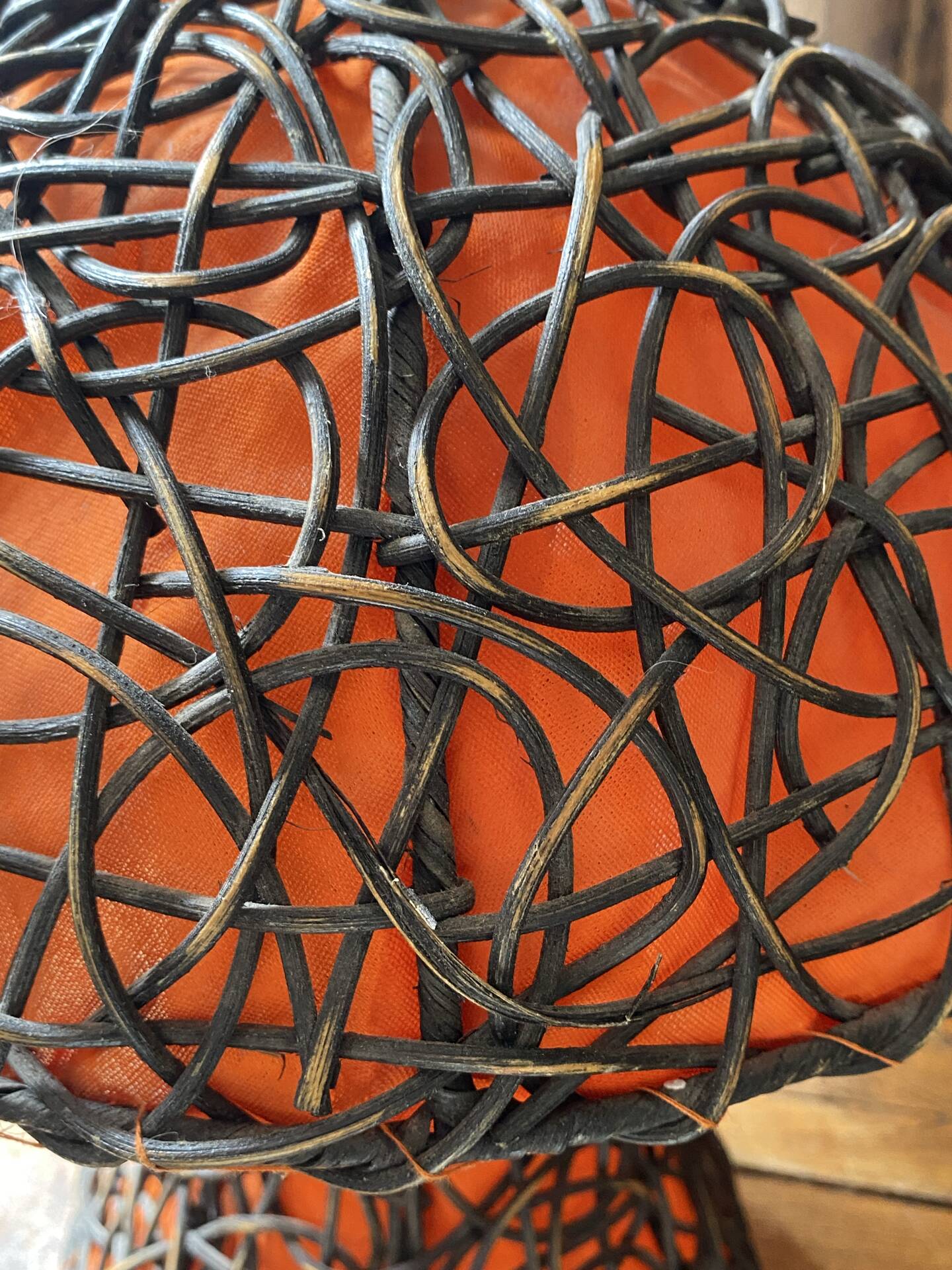 Large mushroom lamp in woven rattan