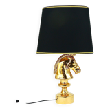 Sculptural Hollywood Regency table lamp in the shape of a horse from the 1970s.