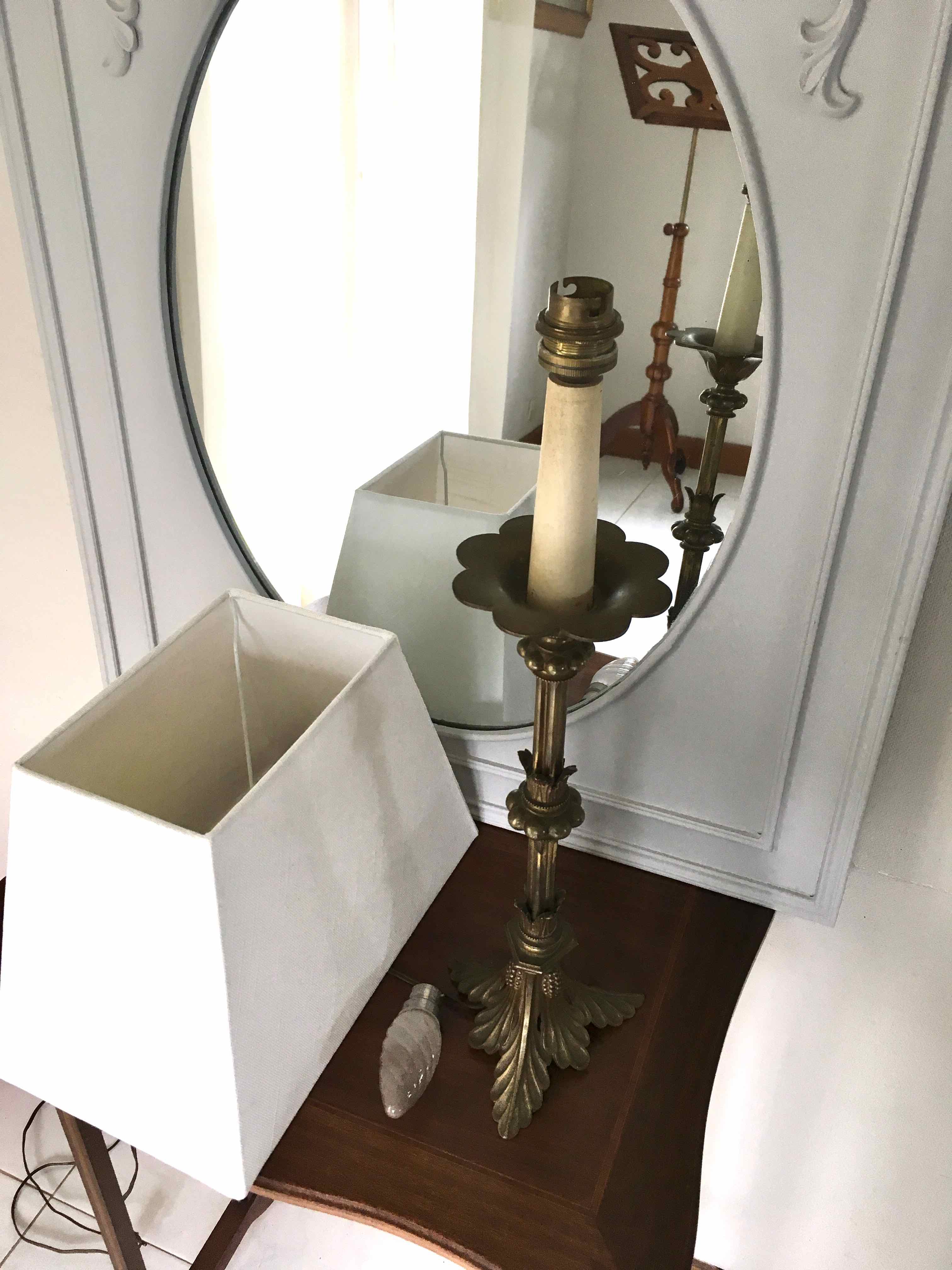 High-footed brass lamp
