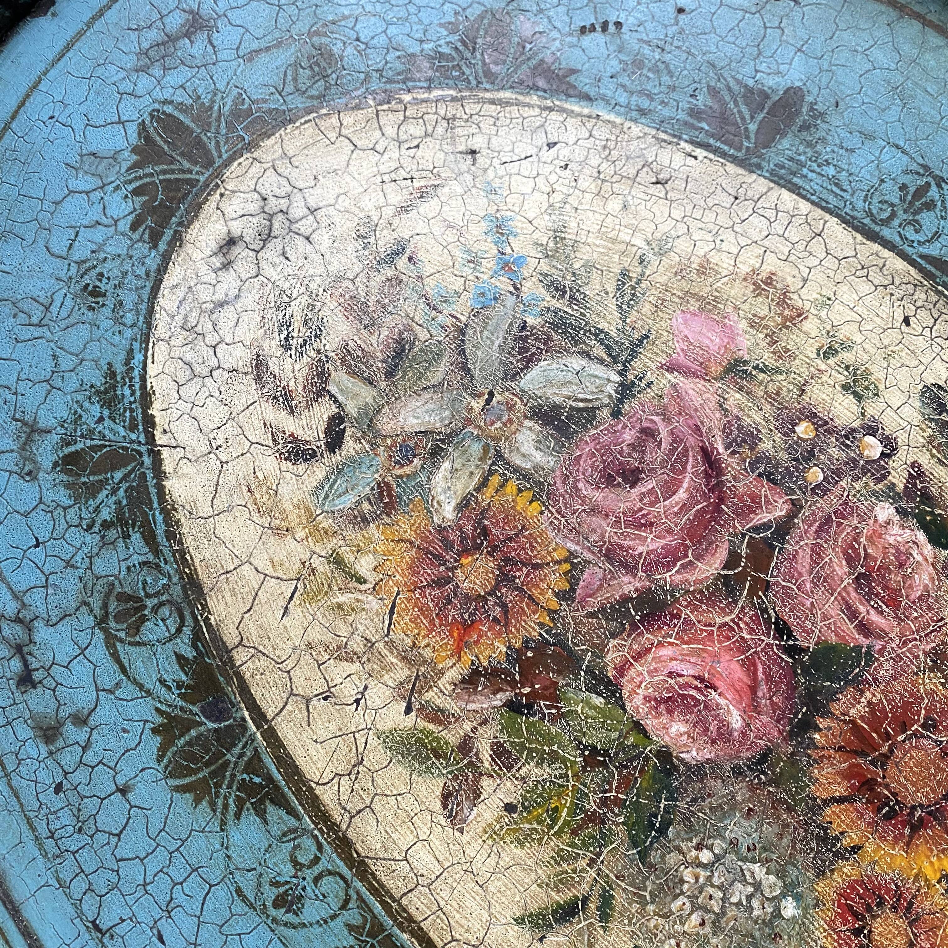 Large oval metal tray in the Napoleon III style, 1960s