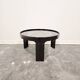 1970s Mid-Century Modern Black Coffee Table with Smoked Glass Top