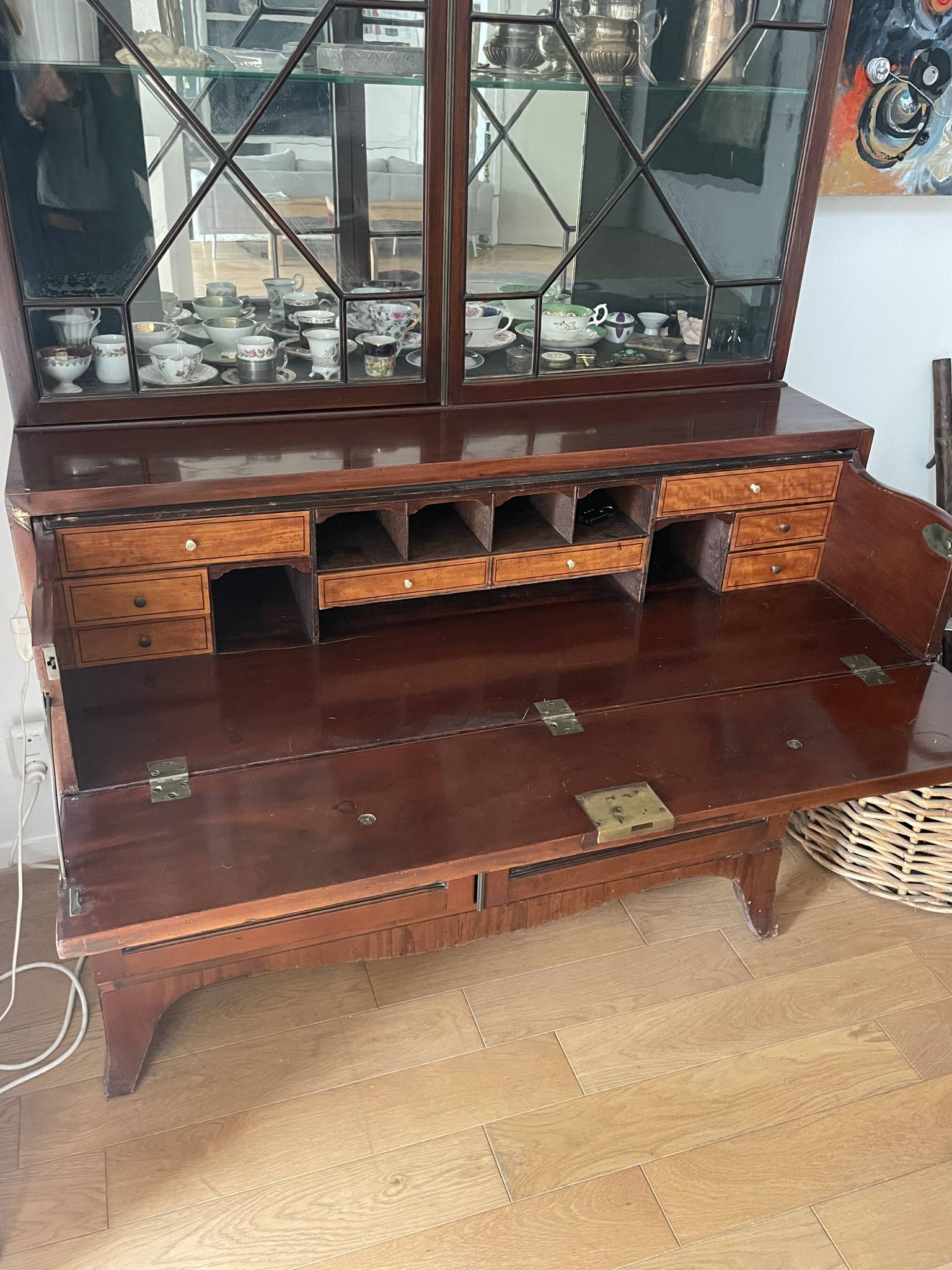Library with English mahogany secretary.