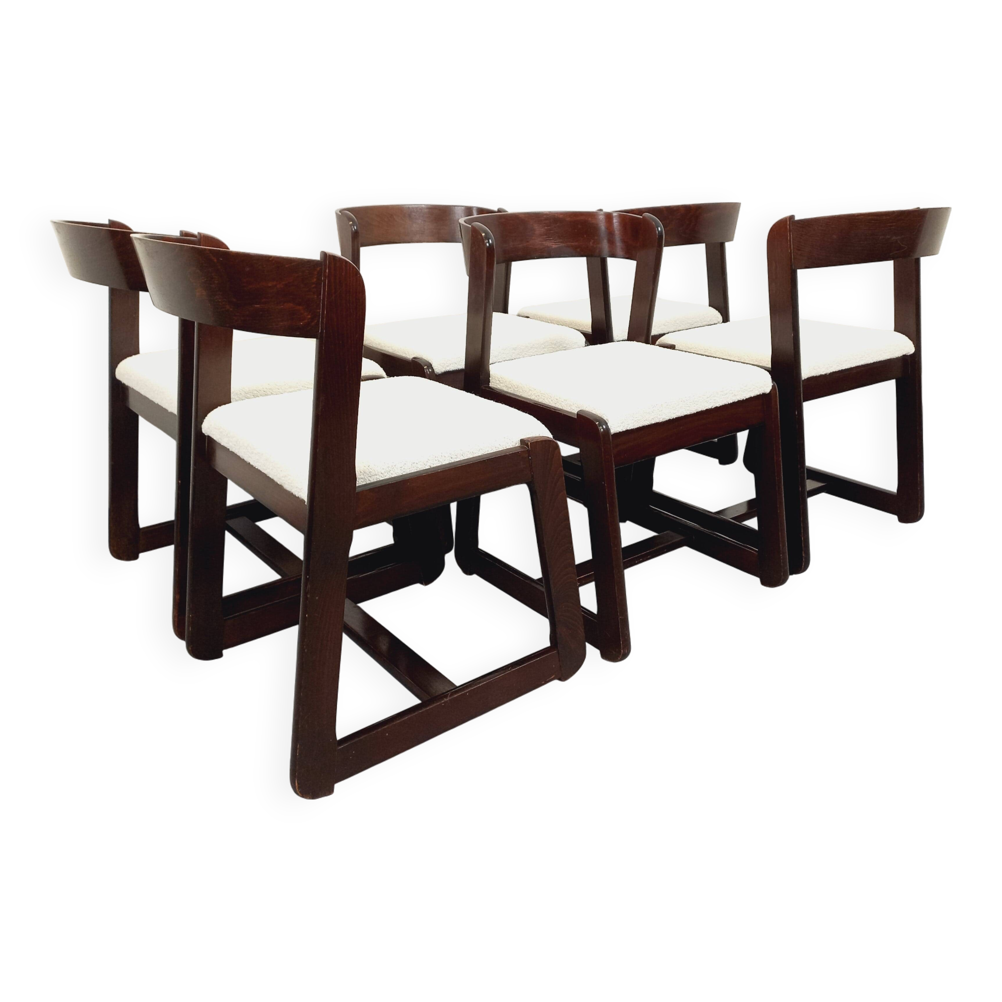 Set of 6 vintage Italian sleigh chairs by Mario Sabot