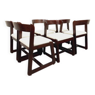 Suite de 6 chaises italiennes traîneau vintage Mario Sabot