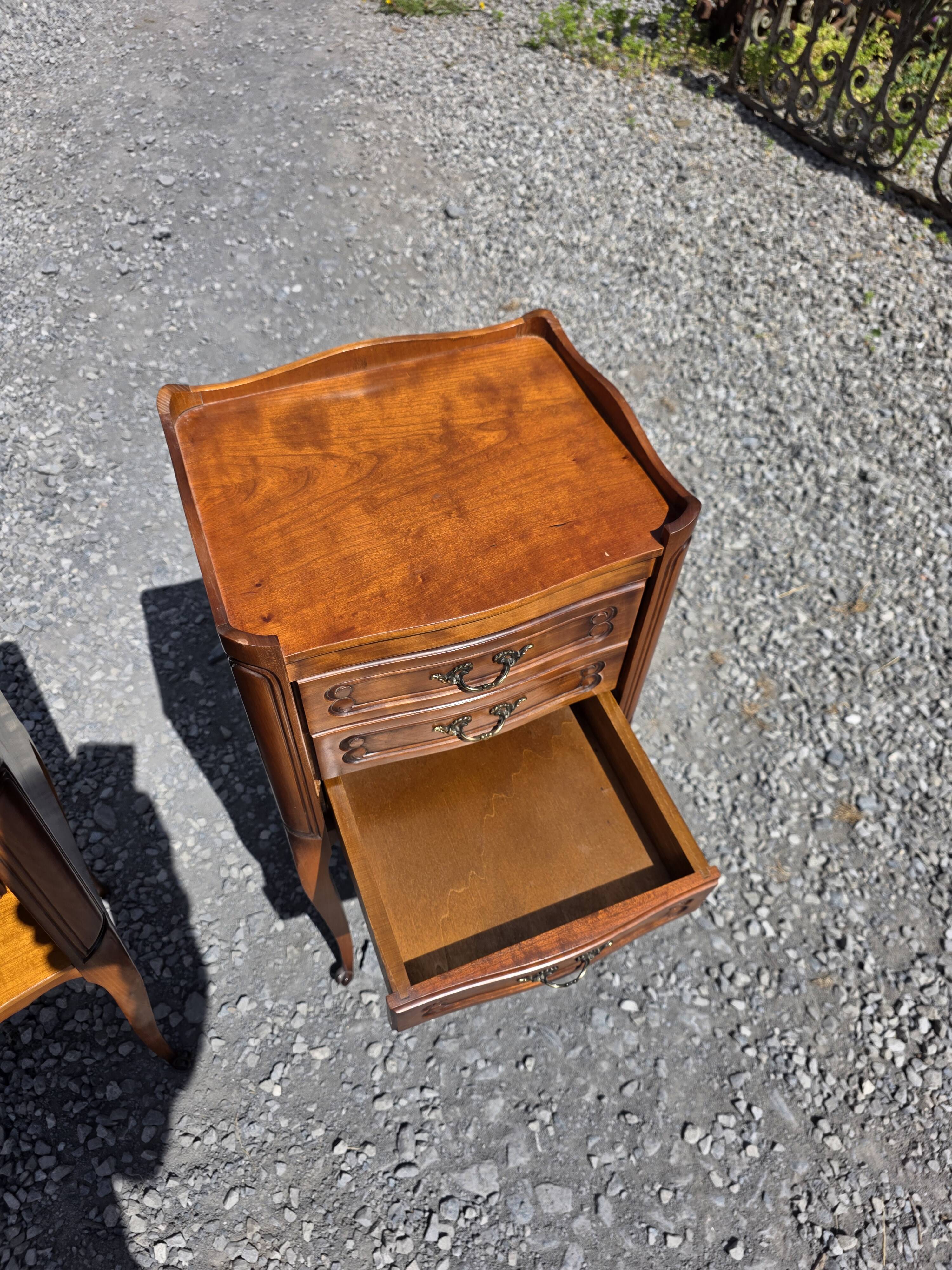 Pair of Louis XV style bedside tables in cherry wood.