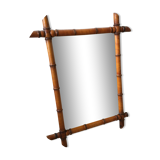 Bamboo-style wooden mirror 64x80cm