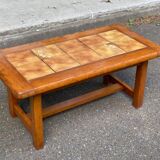 94cm Solid Wood and Tile Farmhouse Coffee Table