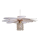 Suspension flower petals in rattan, white linen and vintage glass globe