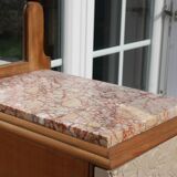 Renovated Art Deco buffet, pink marble and original mirror.