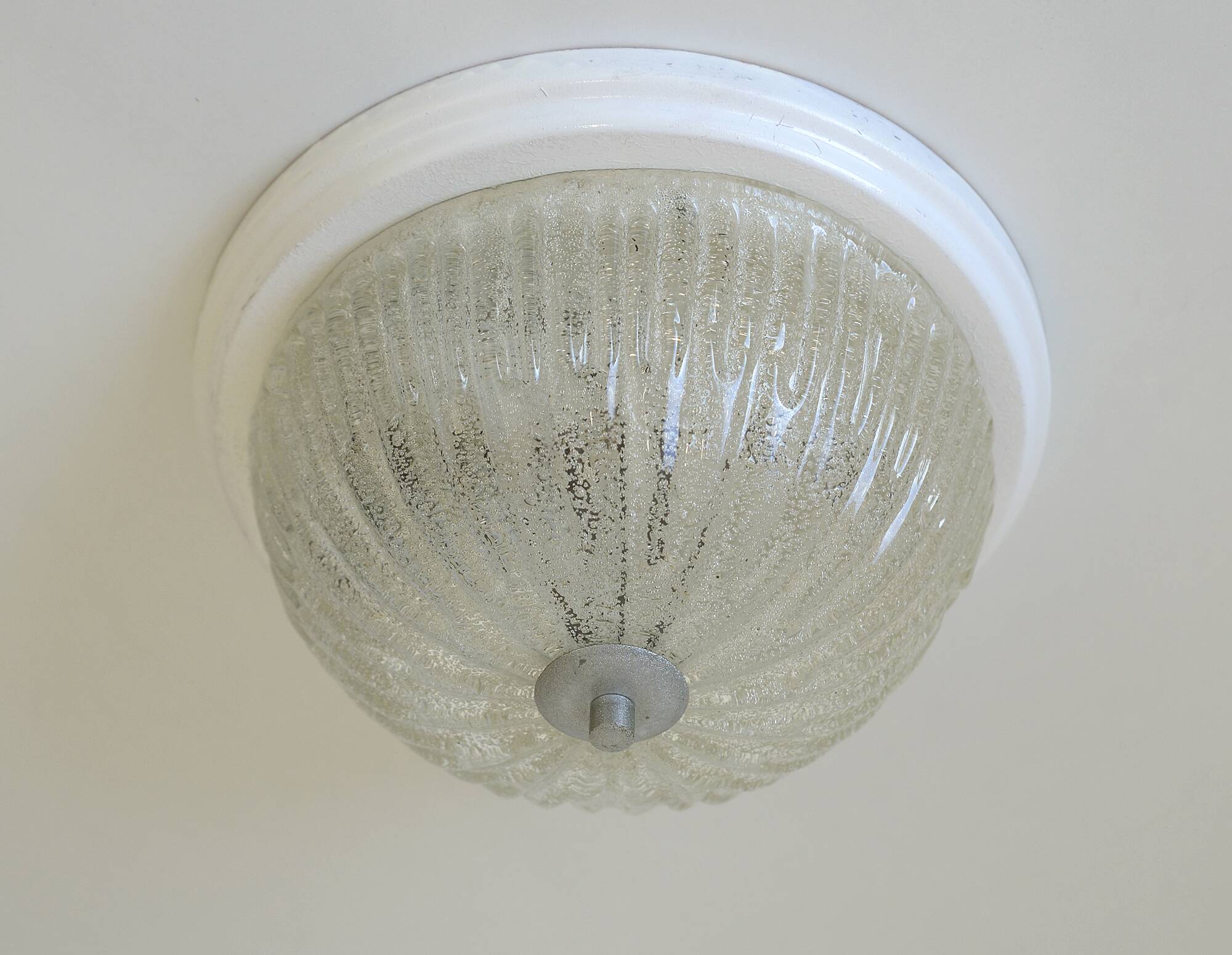 Vintage sconces set of 2 ceiling flush mount lights ice glass Austria 1970s