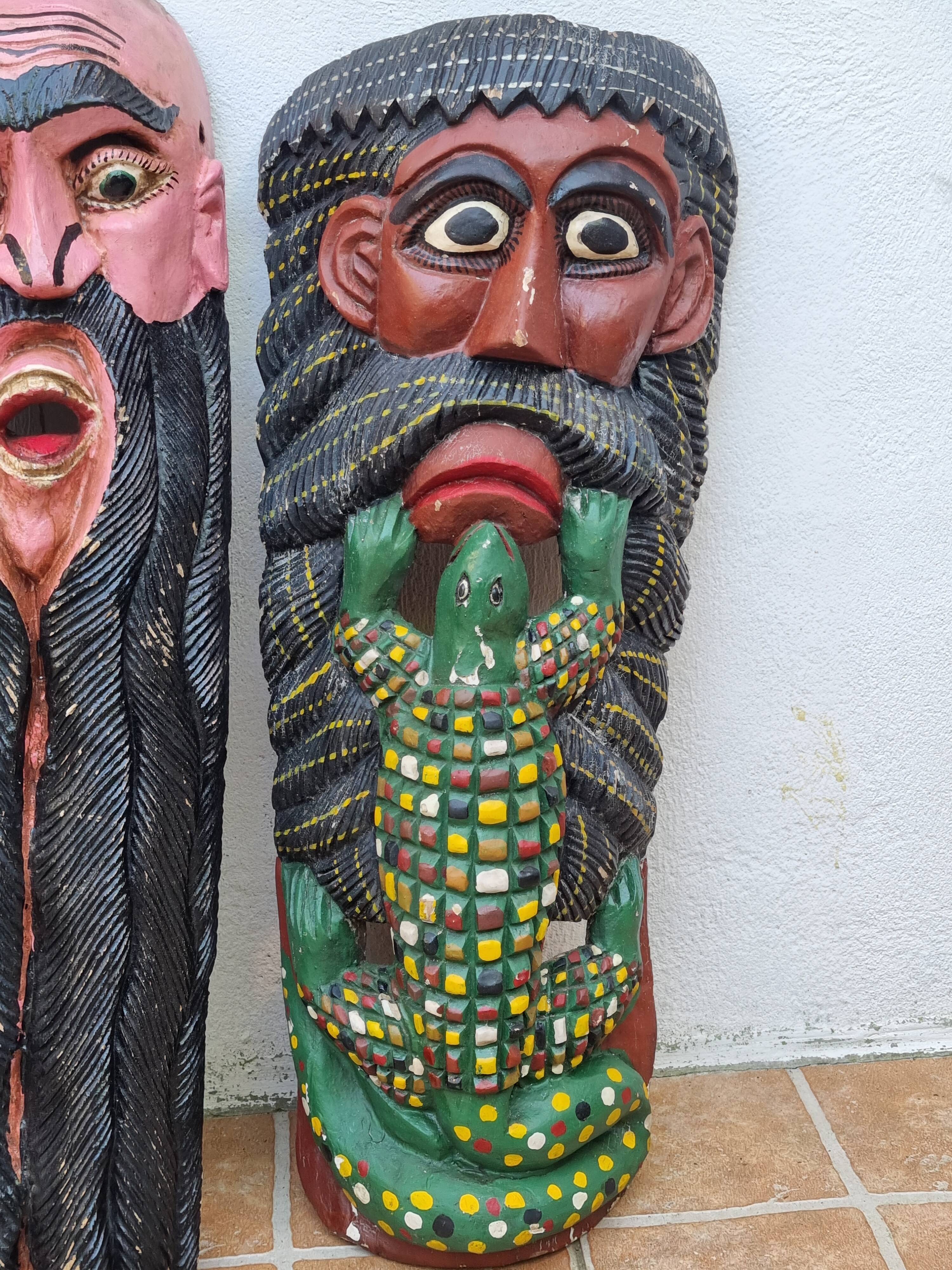 Set of three Mexican folk dance masks, 75 cm