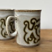 2 vintage Ducan ceramics glazed stoneware mugs