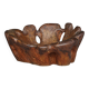 Fauteuil bas sculptural en loupe de bois. Années 1970