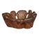 Fauteuil bas sculptural en loupe de bois. Années 1970