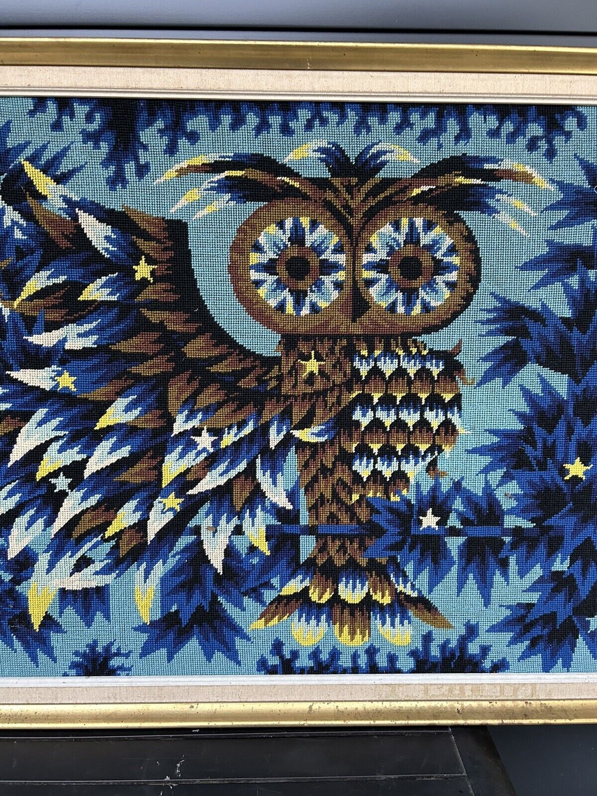 Vintage tapestry 70s Alain Cornic "La Nuit"