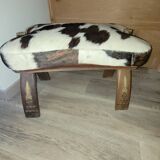 Cowhide and wood stool