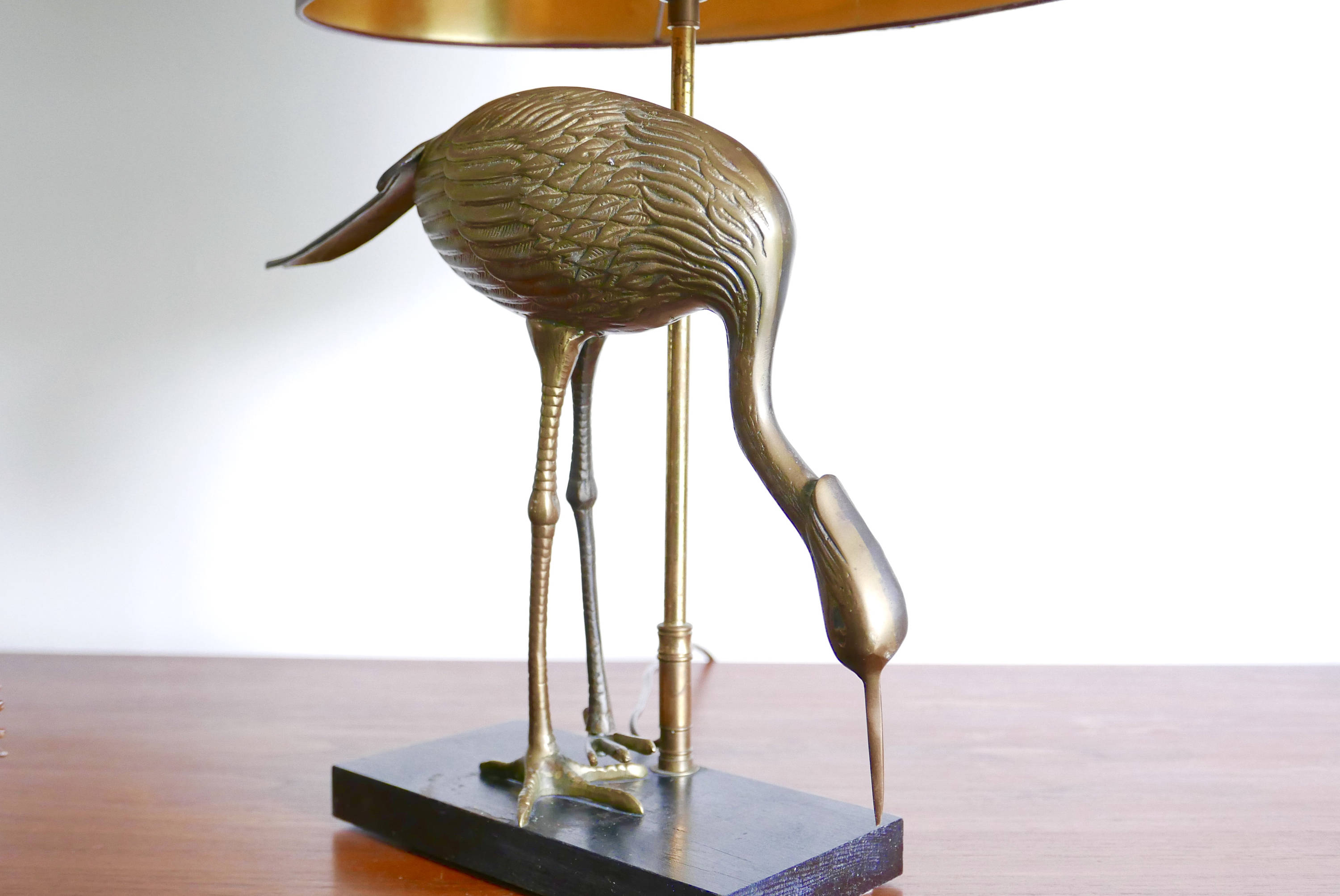 Imposing sculpture heron brass lamp 50 years