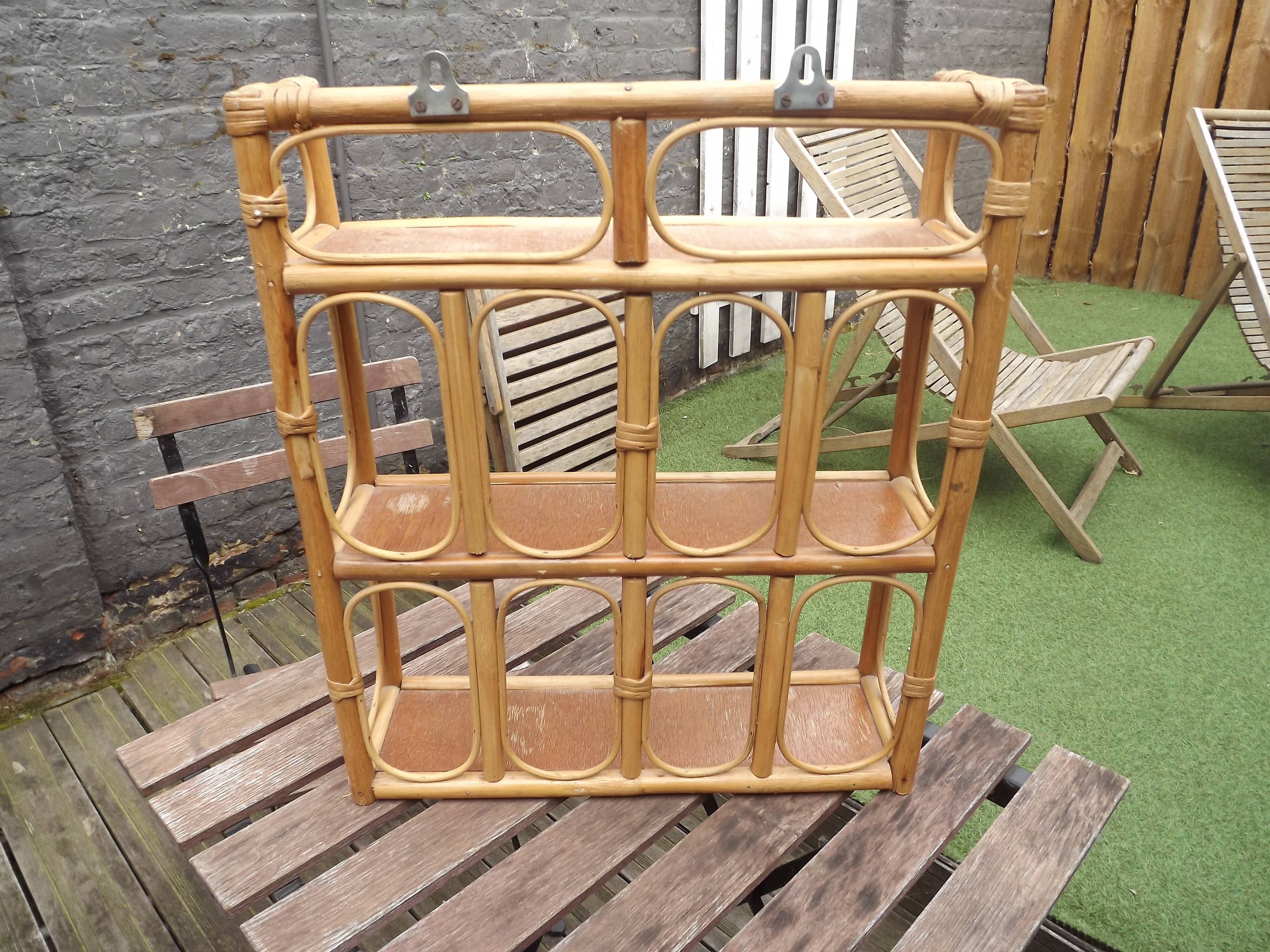 Vintage 70's rattan shelf