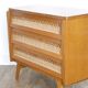 Commode vintage en bois et rotin 1950