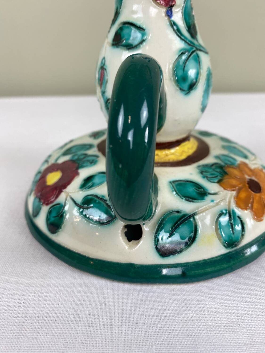 Decorated ceramic candle holder