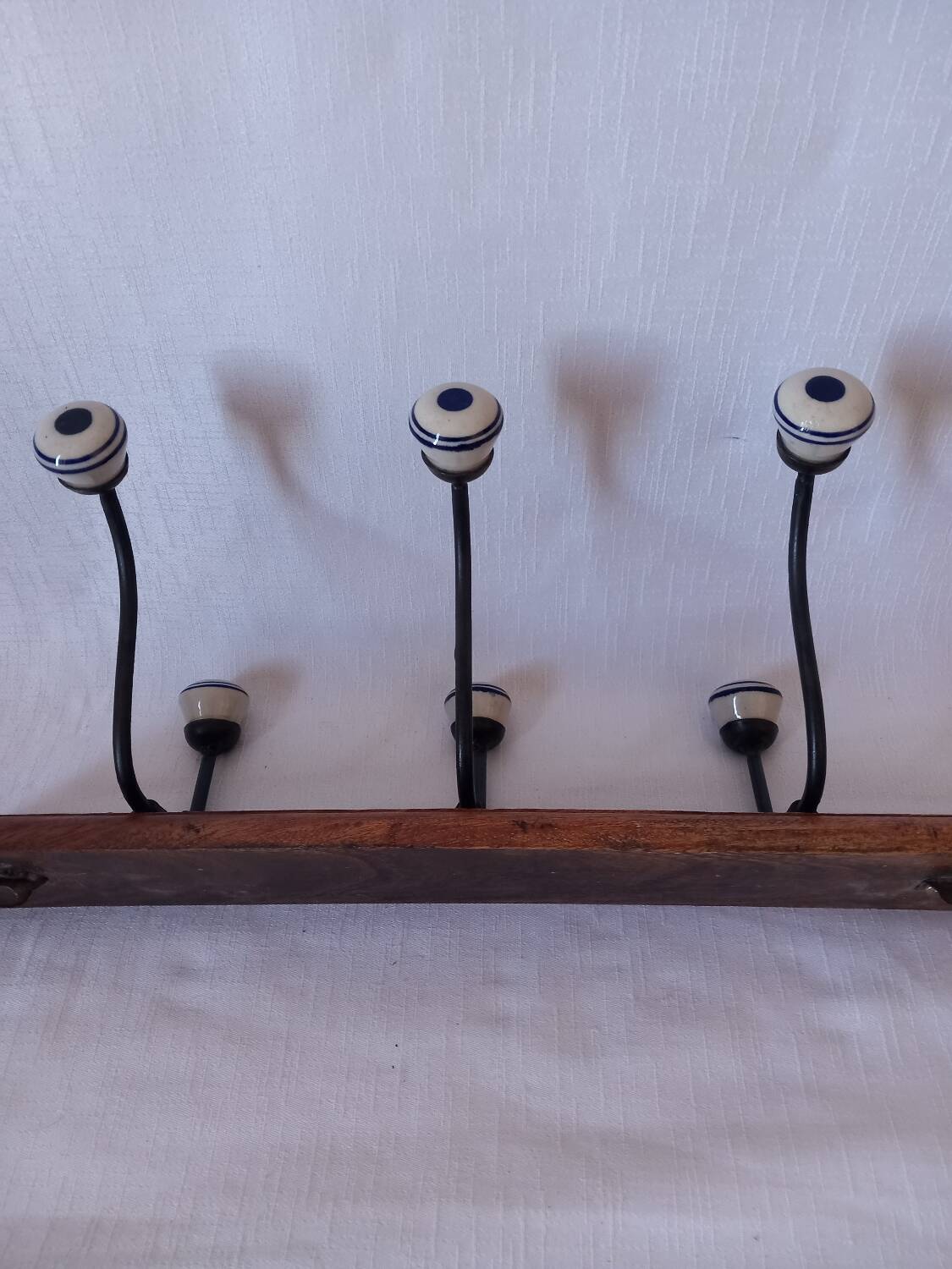 Patère / porte manteau Vintage bois et céramique