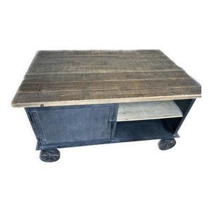 Table basse chariot style - industriel