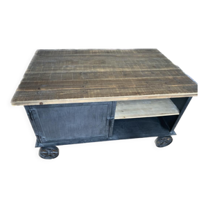 Table basse chariot style industriel