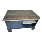 Table basse chariot style industriel
